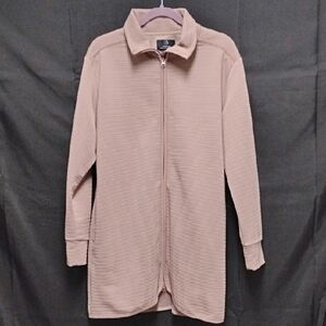MPG Beige Ribbed Zip-Up Jacket